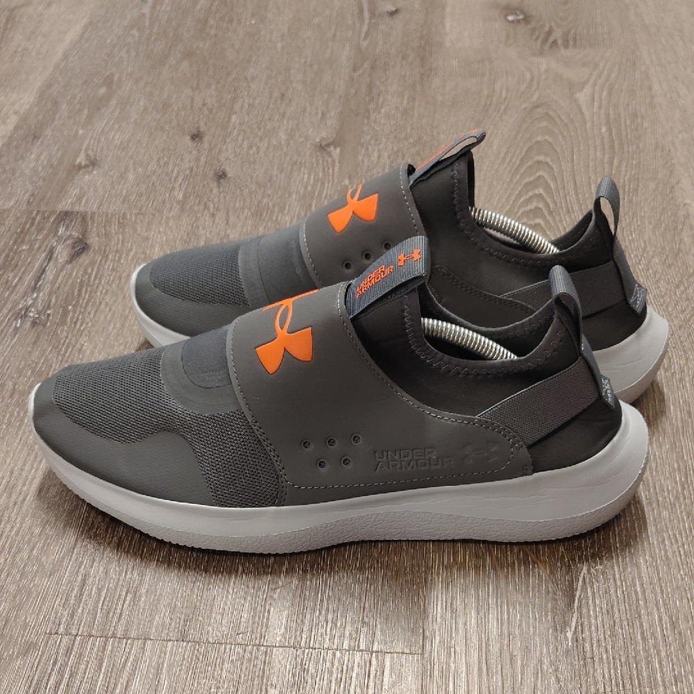 Under Armour Men's Charcoal and Orange Athletic Slip-Ons